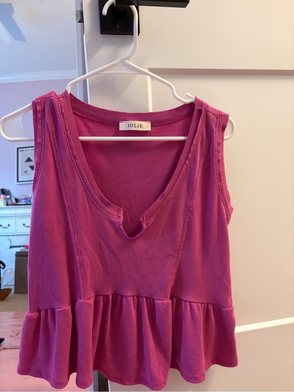 Jolie Hot Pink Sleeveless Peplum Tank